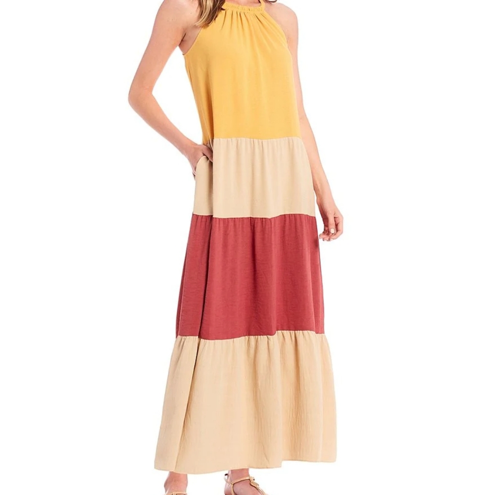 Maggy London color block tiered dress